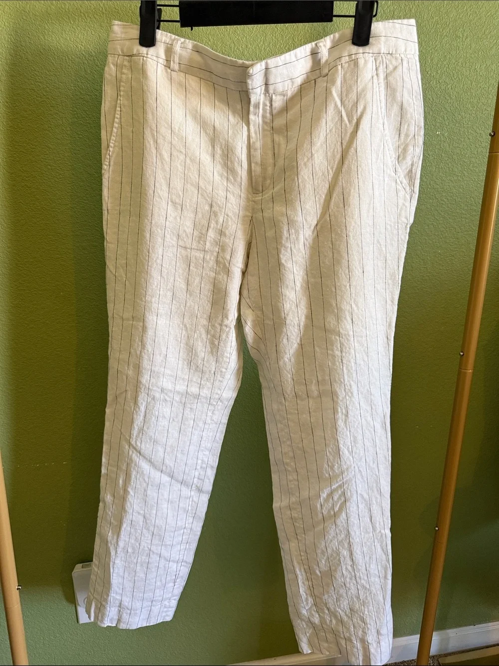 Banana Republic White Pinstripe Linen